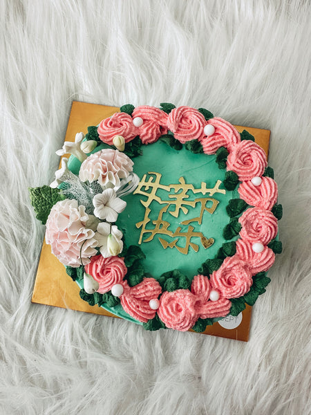 Fresh Flowers Bouquet with Durian Icecream Cake (MD)