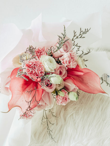 Alice- 12 stalks Pink roses & Carnations