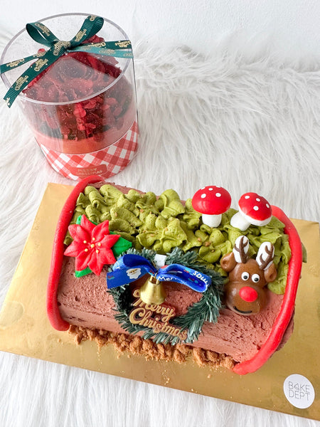 Xmas Ice Cream Logcake (Chocolate Pistachio) Bundle