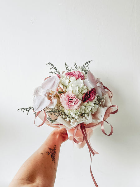 (With Phalaenopsis) Patrice- White Hydrangea Bouquet