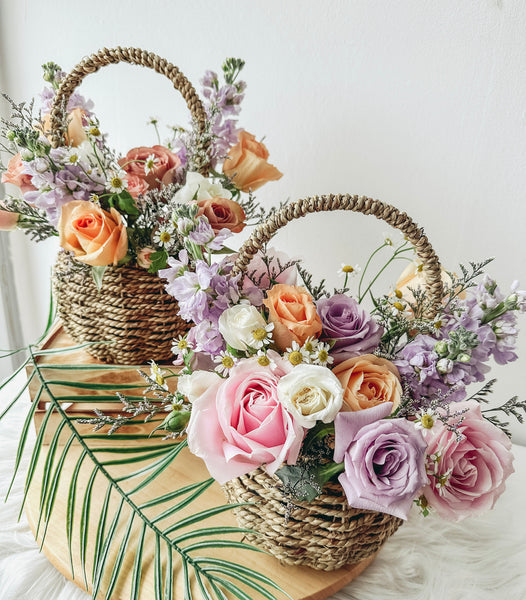 Magnolia- Orange Fresh Roses Basket