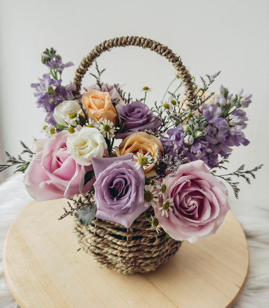 Magnolia- Pastel Fresh Roses Basket