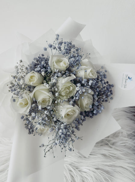 Mariel- 9 Stalks White Roses