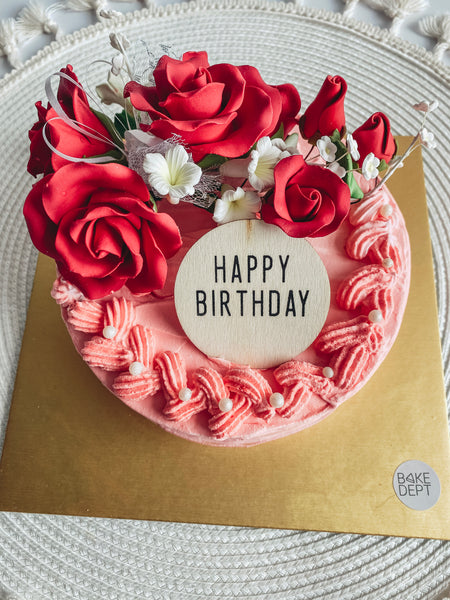 Fresh Roses Bouquet with Durian Icecream Cake