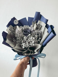 1 stalk preserved rose bouquet (Shimmer Midnight Blue)