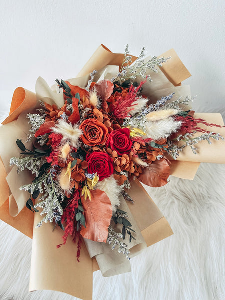 [Preserved] Heartfelt Elegance(Red) - 3 Stalks Preserved Roses Bouquet