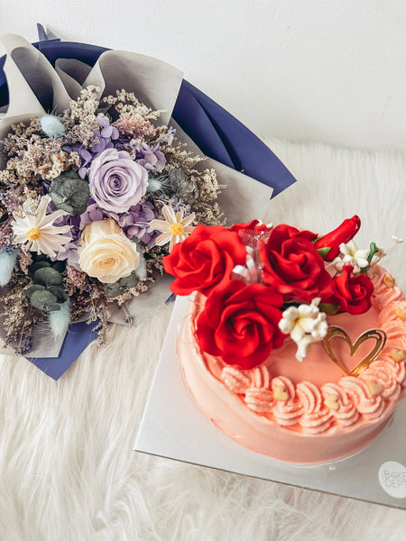 Mother’s Day Durian Ice Cream Cake & Flower Bundle (5”)
